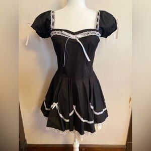 Hot Topic True Love Y2K Black & White Lolita Dress Bows Lace Boning Size M